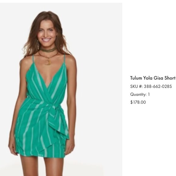 Green Sleeveless Halter Wrap Mini Dress - Picture 3 of 3